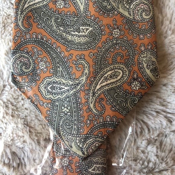 Oliver Grant paisley silk necktie 58” gray - Picture 2 of 6